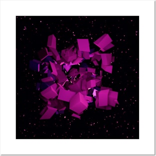 Cube Explosion Space Art Purple Posters and Art